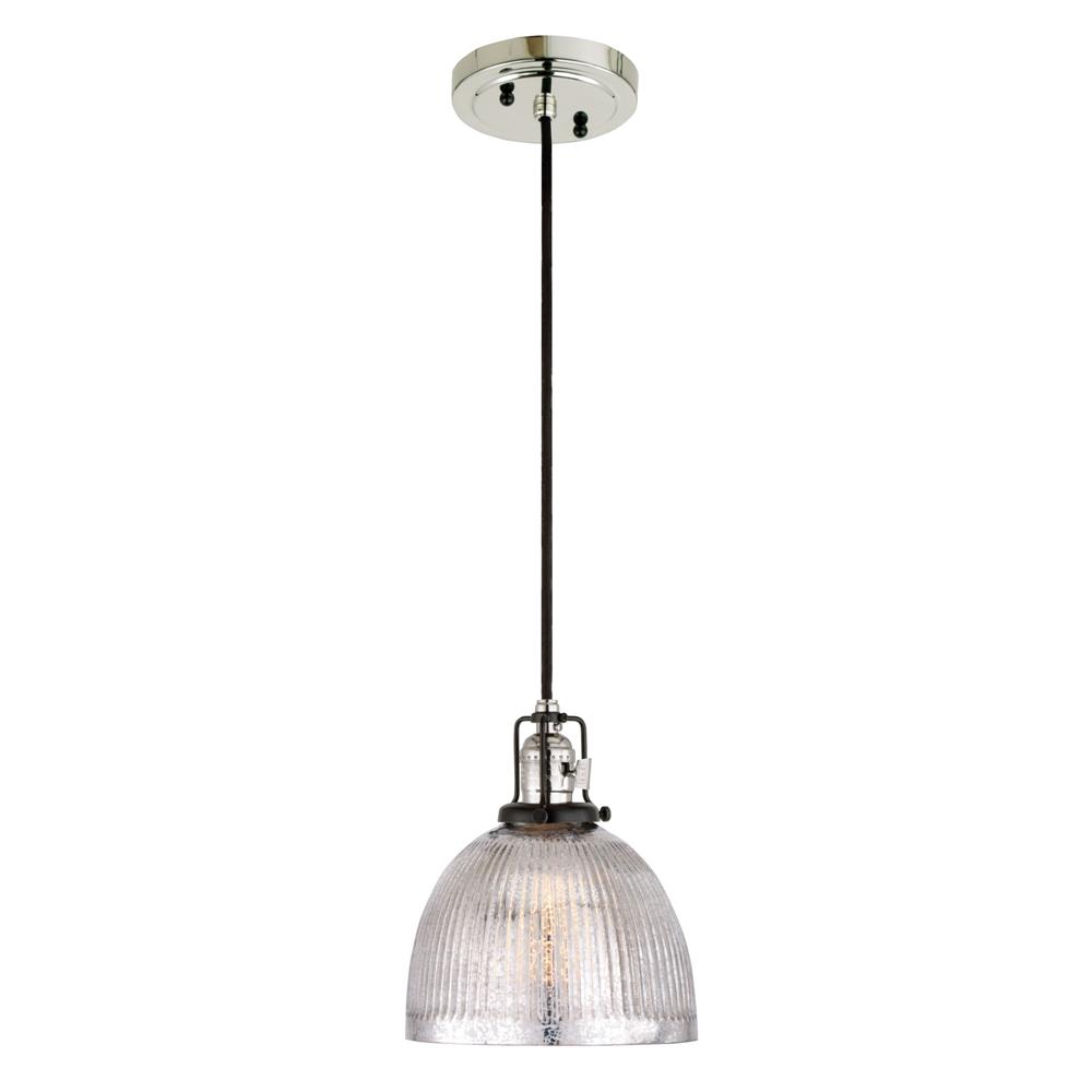 Jvi Designs 1221-15 S5-Mp Nob Hill One Light Mercury Madison Pendant In Polished Nickel And Black